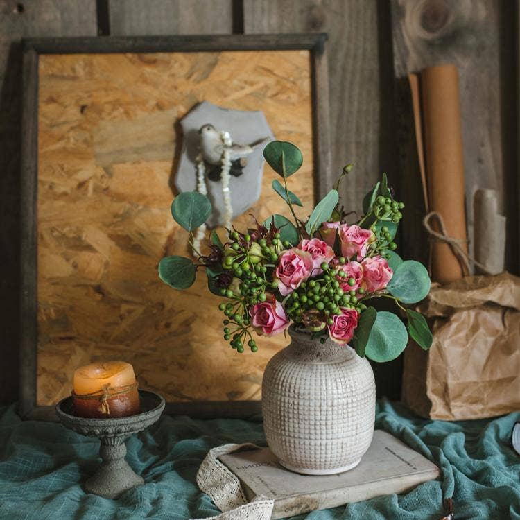 White Textured Porcelain Ceramic Jar Vase - HER Home Design Boutique
